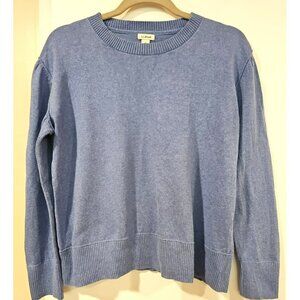 LL Bean Knit Sweater Pullover Women's Medium Blue Cashmere/Cotton  Long Sleeve